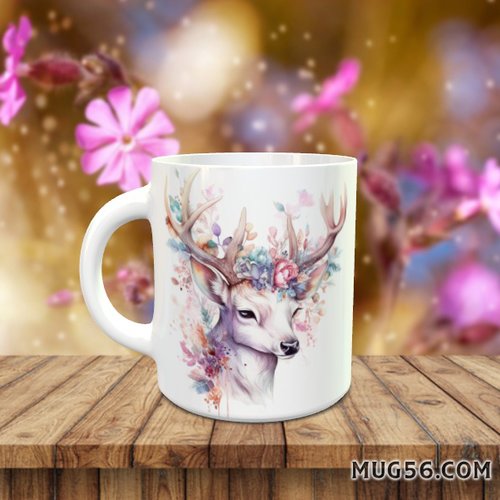 Design pour sublimation de mugs jpeg (fichier numérique) - cerf biche 006