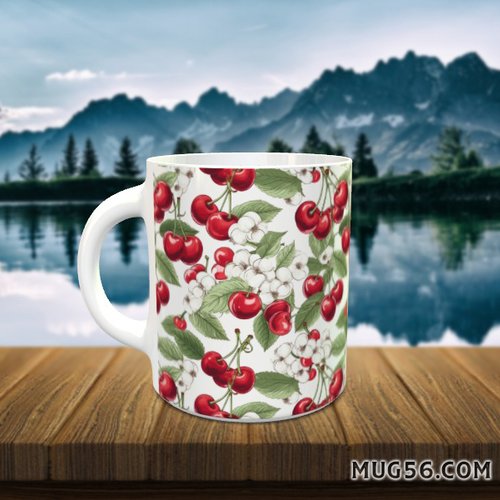 Design pour sublimation de mugs jpeg (fichier numérique) - cerises cerisier 002