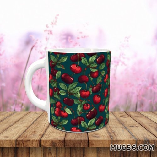 Design pour sublimation de mugs jpeg (fichier numérique) - cerises cerisier 003