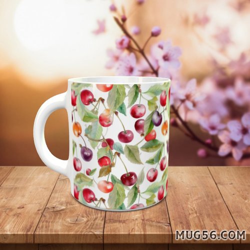 Design pour sublimation de mugs jpeg (fichier numérique) - cerises cerisier 004