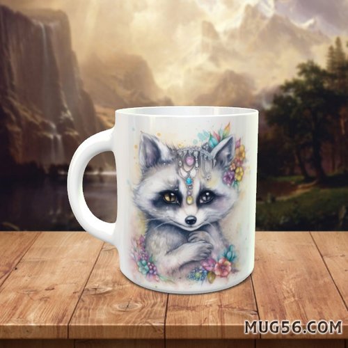Design pour sublimation de mugs jpeg (fichier numérique) - raton laveur 002