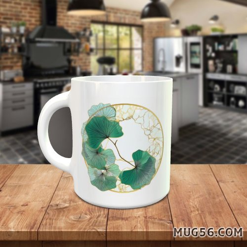 Design pour sublimation de mugs jpeg (fichier numérique) - feuilles de ginkgo 006