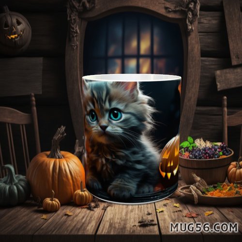 Design pour sublimation de mugs jpeg (fichier numérique) - halloween chat citrouilles 004