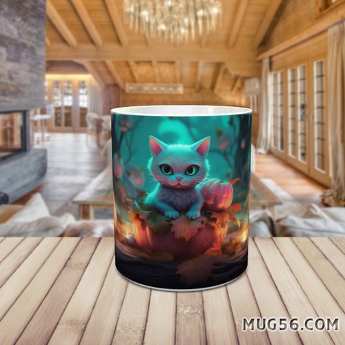 Design pour sublimation de mugs jpeg (fichier numérique) - halloween chat citrouilles 007