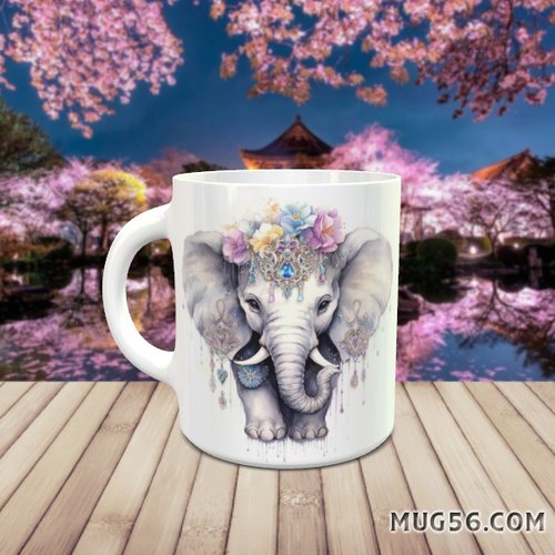 Design pour sublimation de mugs jpeg (fichier numérique) - éléphant 005
