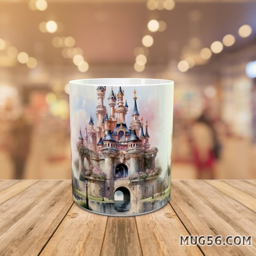 Mug tasse céramique personnalisable prénom -  chateau de princesse, inspiré par disneyland 003