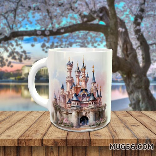 Mug tasse céramique personnalisable prénom -  chateau de princesse, inspiré par disneyland 004
