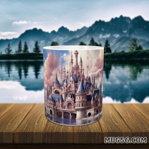 Mug tasse céramique personnalisable prénom -  chateau de princesse, inspiré par disneyland 006