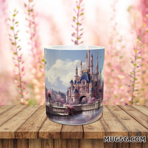 Mug tasse céramique personnalisable prénom -  chateau de princesse, inspiré par disneyland 007