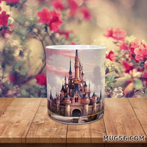 Mug tasse céramique personnalisable prénom -  chateau de princesse, inspiré par disneyland 008