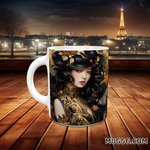 Mug tasse céramique personnalisable prénom - geisha 002 femme japonaise