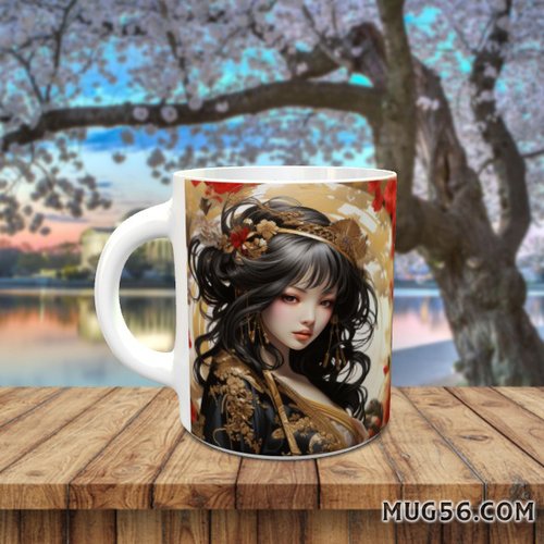 Mug tasse céramique personnalisable prénom - geisha 004 femme japonaise