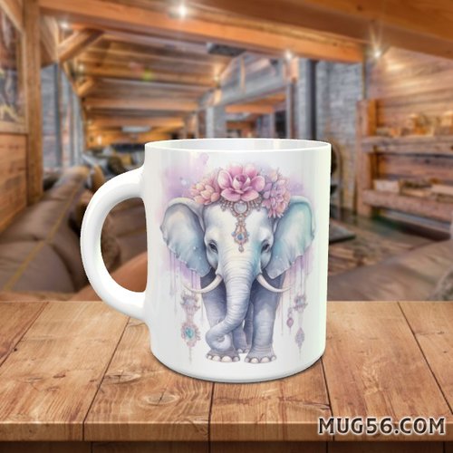 Mug tasse céramique personnalisable prénom - éléphant 003