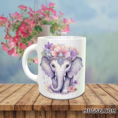 Mug tasse céramique personnalisable prénom - éléphant 004