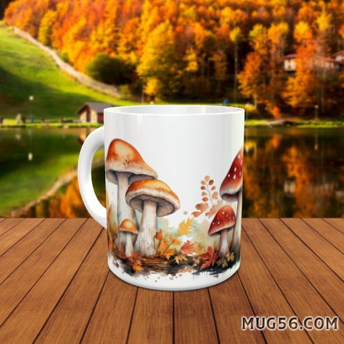 Mug tasse céramique personnalisable prénom -  automne 013 champignons