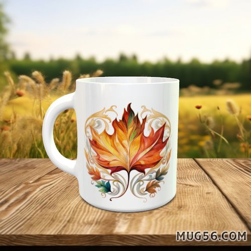 Mug tasse céramique personnalisable prénom -  automne 048 feuilles mortes