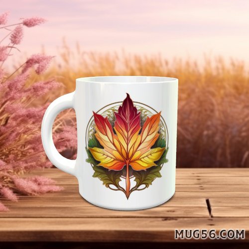 Mug tasse céramique personnalisable prénom -  automne 049 feuilles mortes