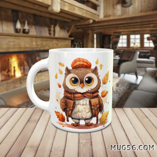 Design pour sublimation de mugs jpeg (fichier numérique) - automne 018 chouette hibou