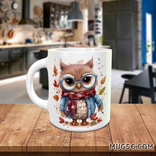 Design pour sublimation de mugs jpeg (fichier numérique) - automne 019 chouette hibou
