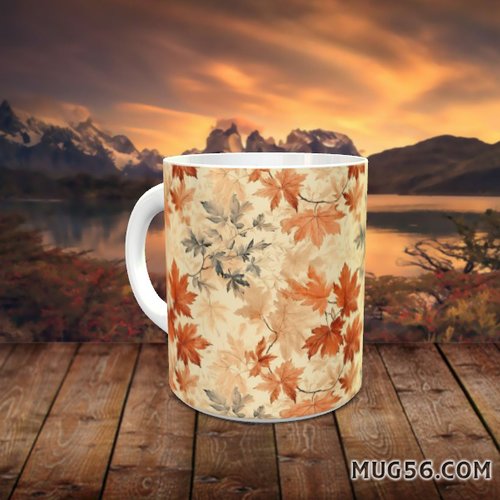 Design pour sublimation de mugs jpeg (fichier numérique) - automne 020 feuilles d'automne