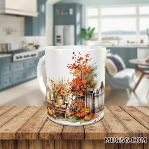 Design pour sublimation de mugs jpeg (fichier numérique) - automne 023 ambiance jardin