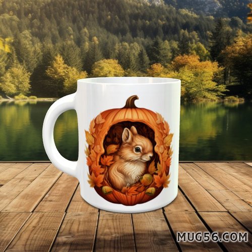 Design pour sublimation de mugs jpeg (fichier numérique) - automne 024 écureuil citrouille