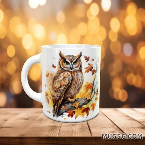 Design pour sublimation de mugs jpeg (fichier numérique) - automne 029 chouette hibou