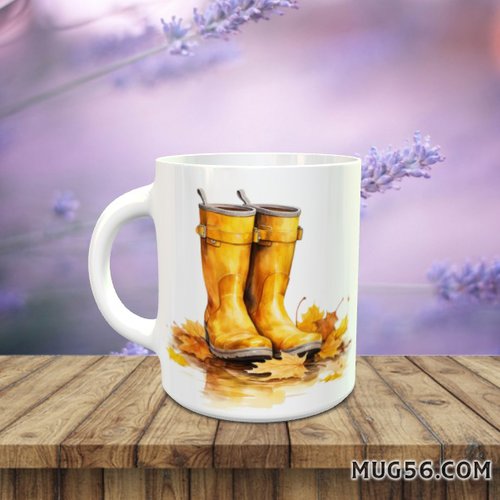 Design pour sublimation de mugs jpeg (fichier numérique) - automne 031 bottes de pluie