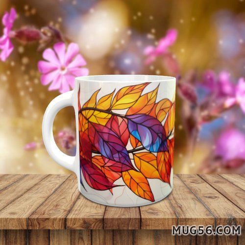 Design pour sublimation de mugs jpeg (fichier numérique) - automne 036 feuilles mortes