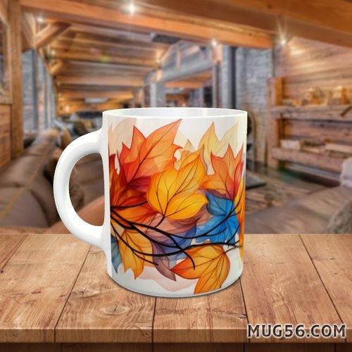 Design pour sublimation de mugs jpeg (fichier numérique) - automne 037 feuilles mortes