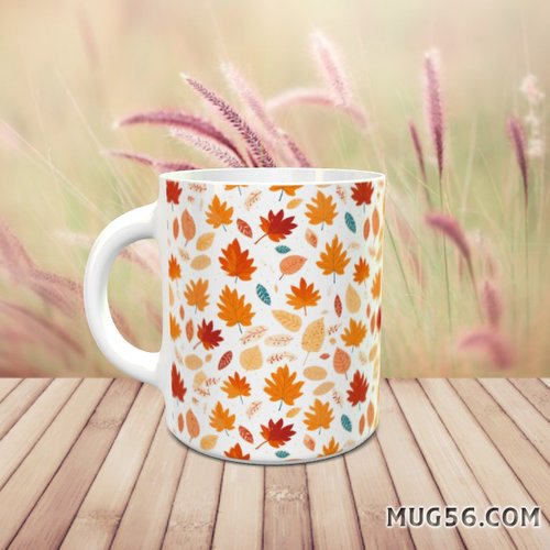 Design pour sublimation de mugs jpeg (fichier numérique) - automne 039 feuilles mortes