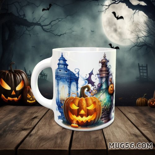 Design pour sublimation de mugs jpeg (fichier numérique) - halloween 006 citrouille, lampe & potion