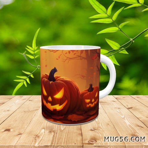Design pour sublimation de mugs jpeg (fichier numérique) - halloween 008 citrouilles et maisonnettes
