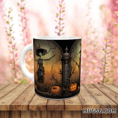 Design pour sublimation de mugs jpeg (fichier numérique) - halloween 031 sorcier, sorcière