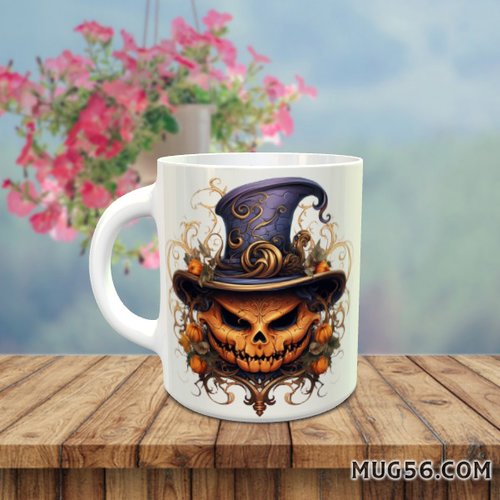 Design pour sublimation de mugs jpeg (fichier numérique) - halloween 036 citrouille chapeau