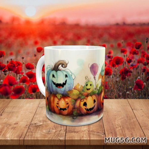 Design pour sublimation de mugs jpeg (fichier numérique) - halloween 040 drôles de citrouilles