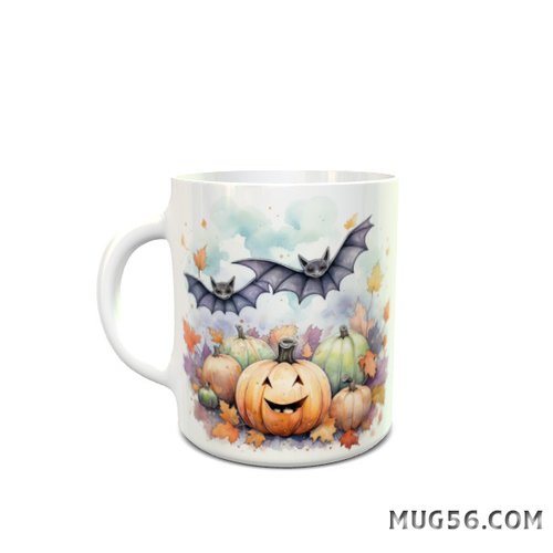 Design pour sublimation de mugs jpeg (fichier numérique) - halloween 046 drôles de citrouilles et chauves souris