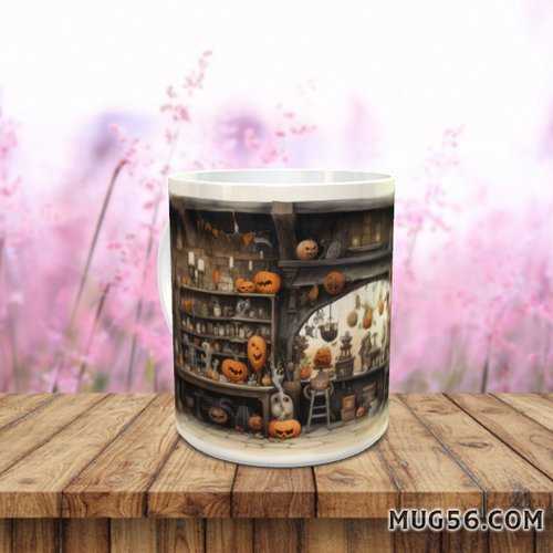 Design pour sublimation de mugs jpeg (fichier numérique) - halloween 048 épicier, apothicaire, citrouilles