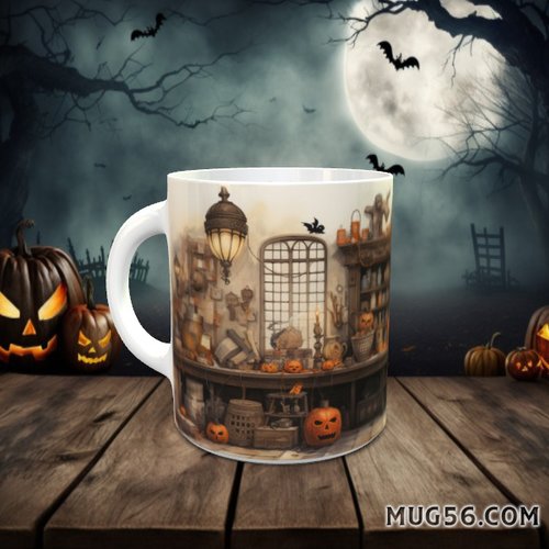 Design pour sublimation de mugs jpeg (fichier numérique) - halloween 049 épicier, apothicaire, citrouilles