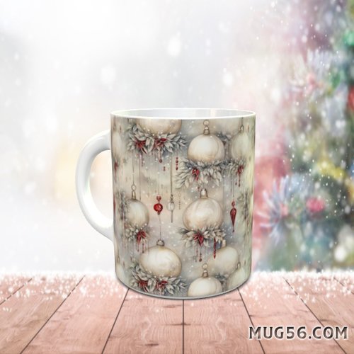 Mug tasse céramique - collection 2023 - noel christmas 037 boules de noel