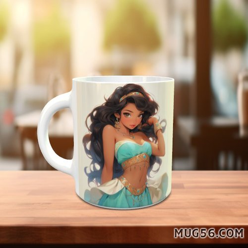 Mug tasse céramique  princesse disney & co façon pin up jasmine aladdin 001