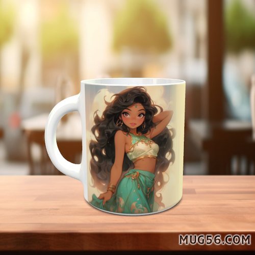 Mug tasse céramique  princesse disney & co façon pin up jasmine aladdin 002