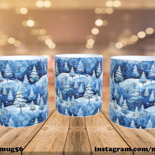 Mug tasse hiver 001 sapin neige
