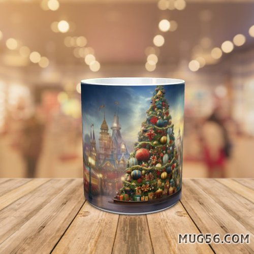Mug tasse céramique - collection 2023 - noel christmas 032 village sapin