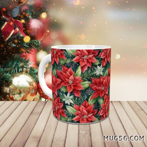 Mug tasse céramique - collection 2023 - noel christmas 048 poinsettias