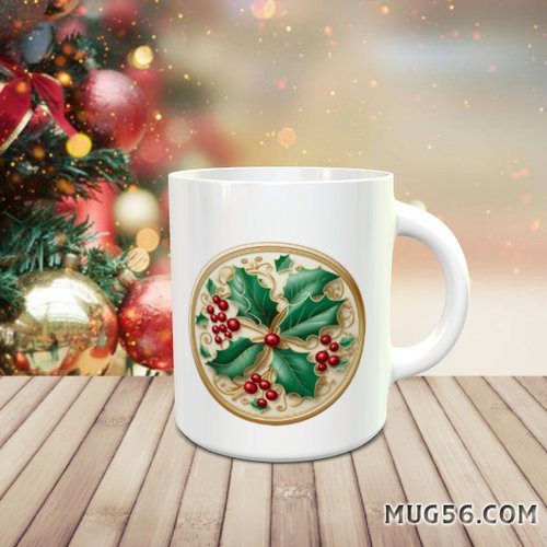 Mug tasse céramique - collection 2023 - noel christmas 049 houx