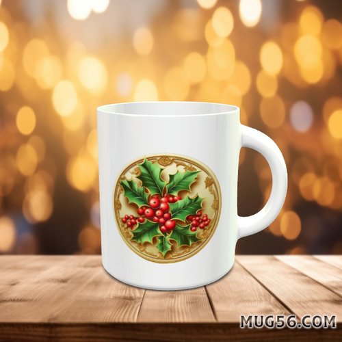 Mug tasse céramique - collection 2023 - noel christmas 050 houx