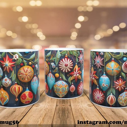 Mug tasse céramique - collection 2023 - noel christmas 077 boules de noel