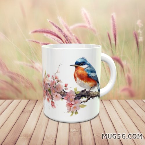 Mug tasse céramique - oiseau 003 fleur de cerisier