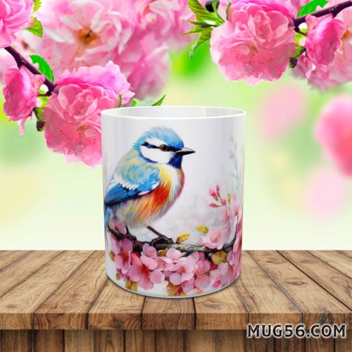 Mug tasse céramique - oiseau 004 fleur de cerisier